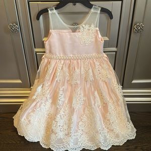 Girls pink lace beaded lace  formal dress size 5